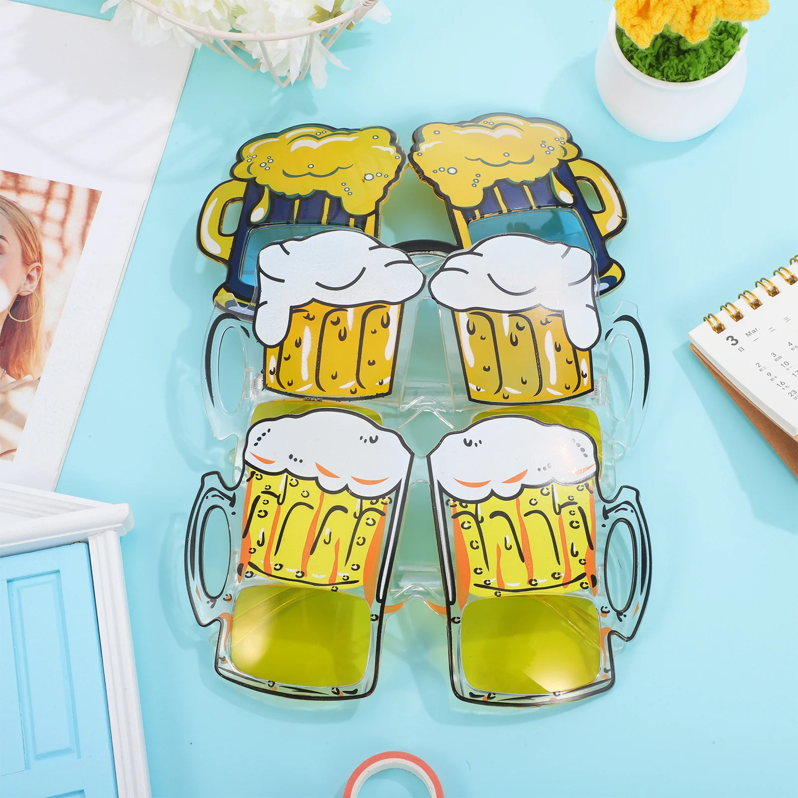 

3Pairs Hawaiian Summer Party Glasses Decorative Funny Sunglasses Photo Booth Props Beach Festival Plastic Novelty Lightweight
