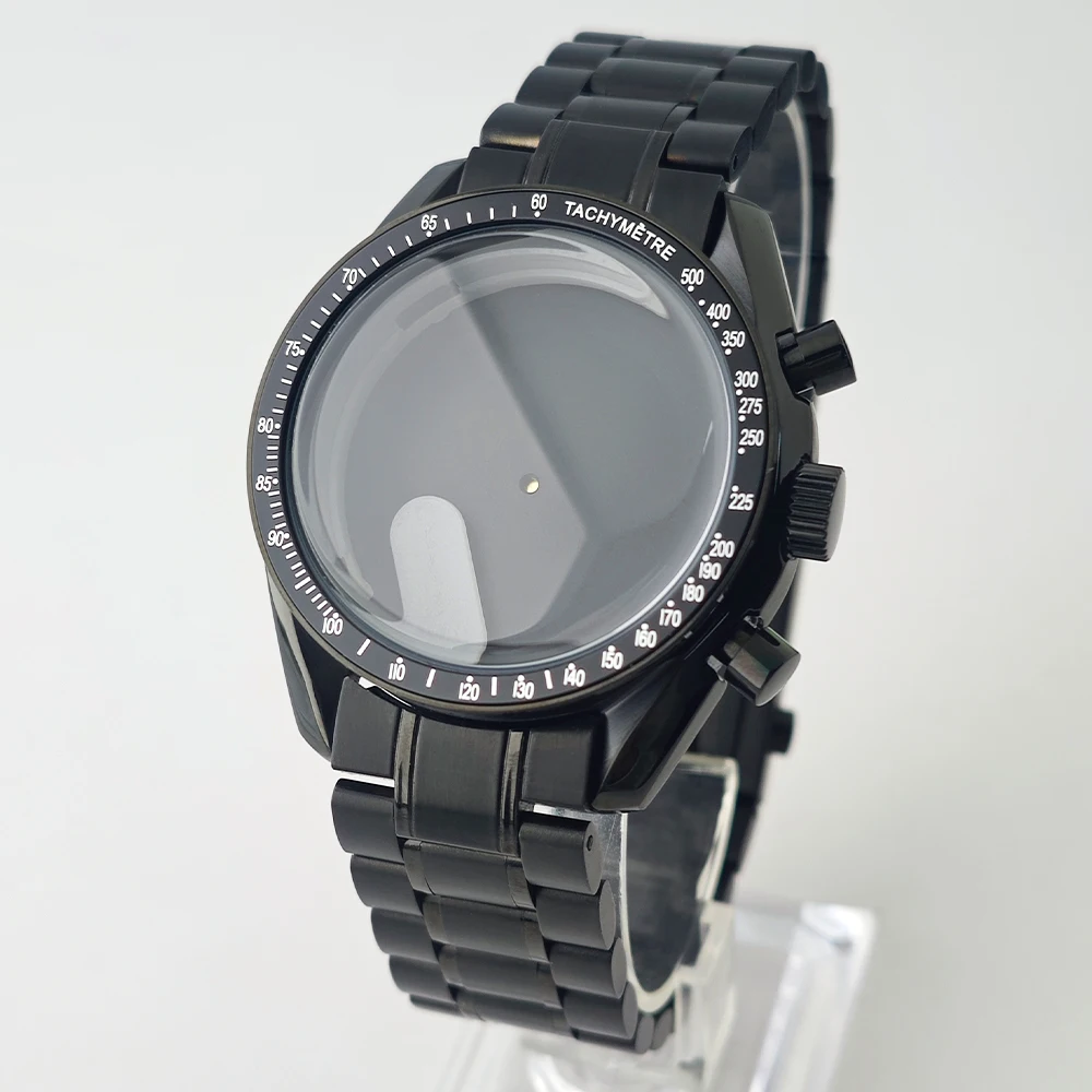 39,7mm Hochwertige Uhrenbox Passend für VK63 Quarz-Uhrwerk Uhrenteile für Herren Schwarzes Edelstahl VK63-Gehäuse 20mm Uhrenarmband – Detail 1