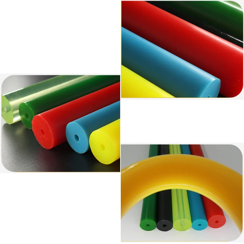 Colored Polyurethane Tube Shore 80A PU Hollow Rod 20-60mm Beef Tendon Elastic Rubber Rod Length 500mm