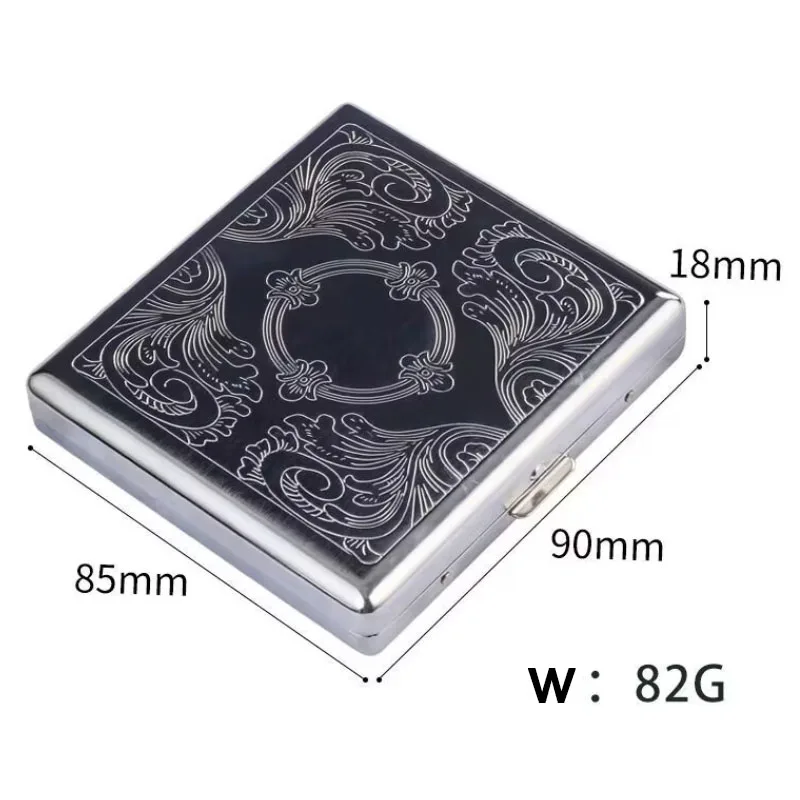 Unique Metal Cigarette Case Retro Stamp Portable Pocket Cigaret Pack 16/20 Cigarette Boxes Man Smoker Gift