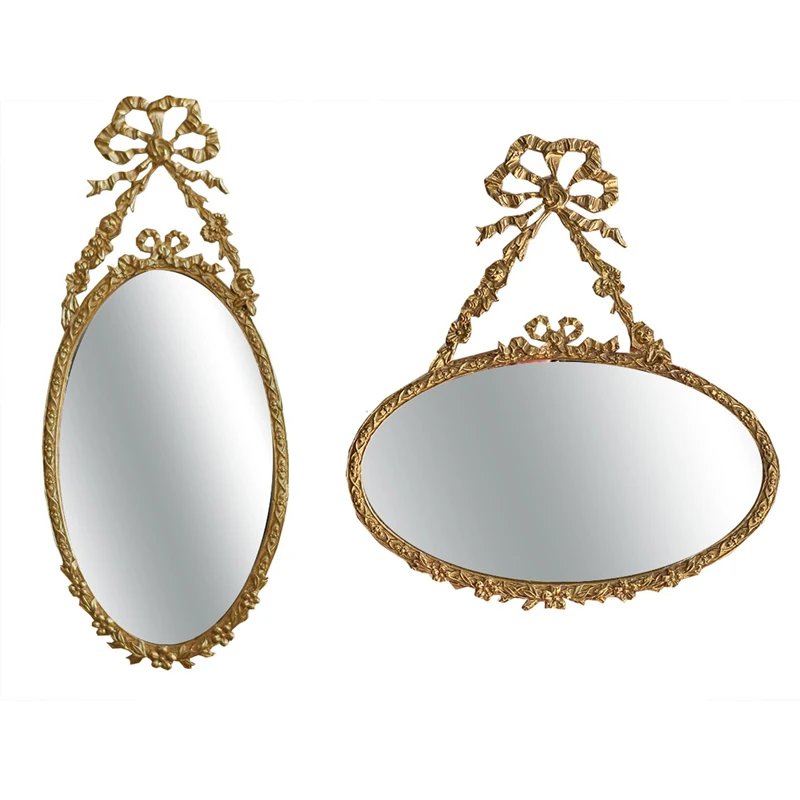 Minimally Carved Frame Retro Mirror Room Decoration Mirror Pendant Home Accessories