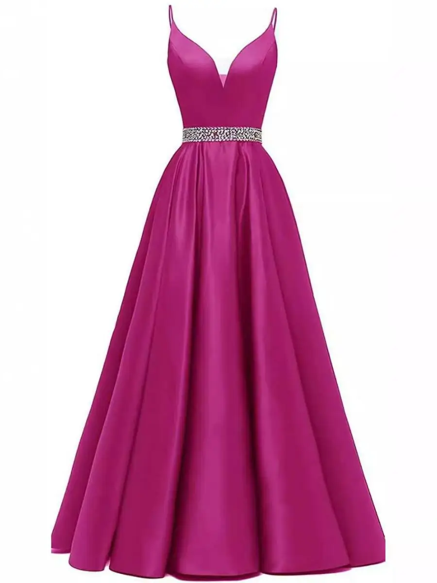 

Summer New Long A9 Strap Evening Gown Par Birthday Girls Dr High Waist Polyester Fabric No Brand Registered Trademark