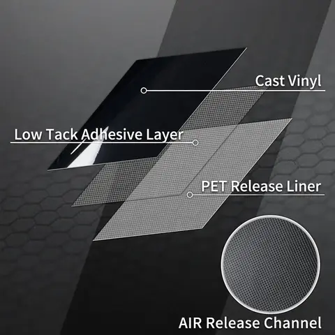 Premium matt svart vinylfolie för bilar Fordonsdekaler Karosseridetaljer Bildekoration Luftbubbelfri pappersbaserad förpackning 10 best sales matt svart vinylfolie för bilen - №4