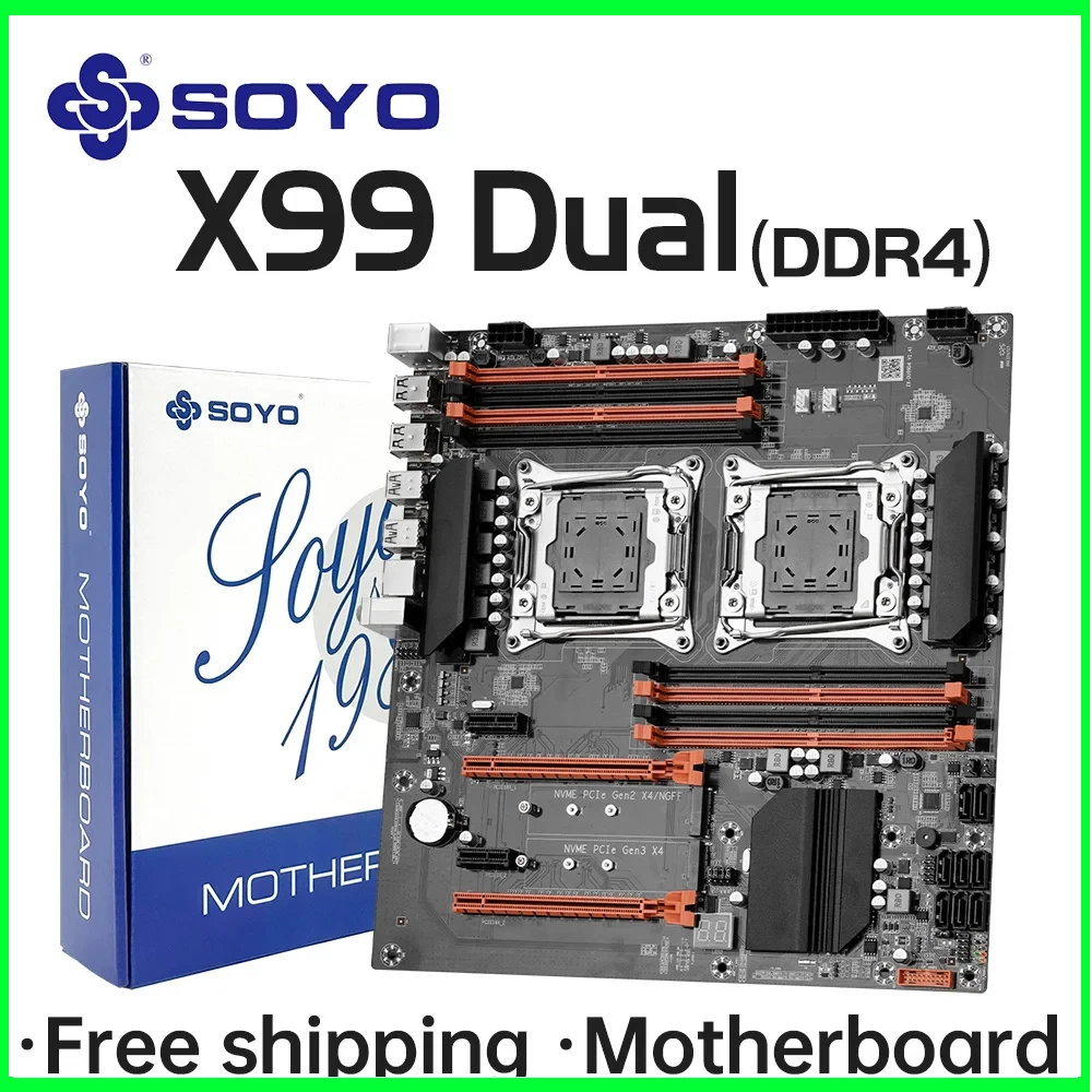 

Игровая материнская плата SOYO X99 с двумя процессорами DDR4 M.2 NVME USB3.0 E-ATX LGA2011-3 Поддержка процессора Xeon E5 2680 V4, компьютерные компоненты для сервера