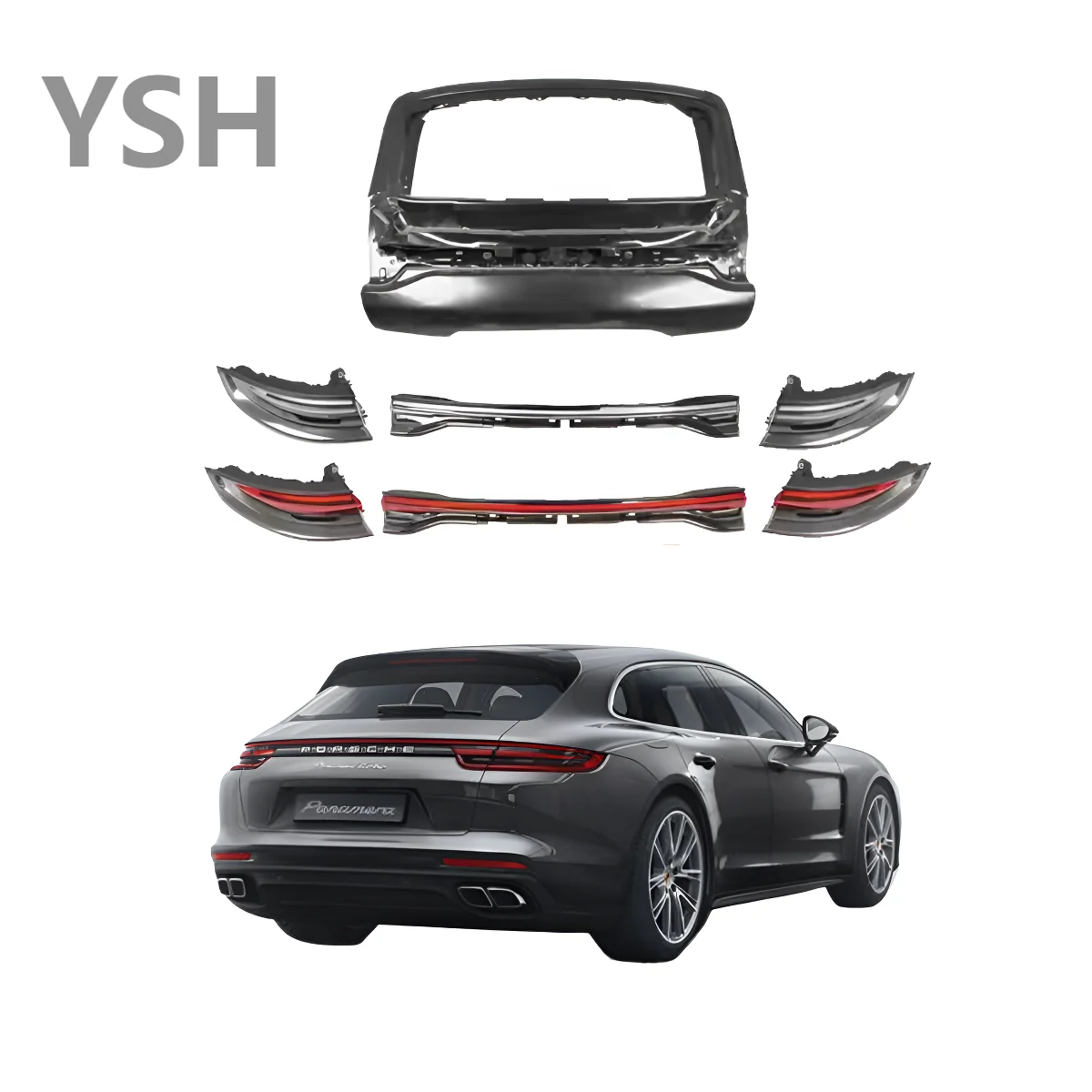 Hochwertiges Auto-Auto-Stoßstangen-Set, LED-Scheinwerfer, Rücklichter, Body-Kit, geeignet für Porsche, Paramera 970, zerstörungsfreies Upgrade 97