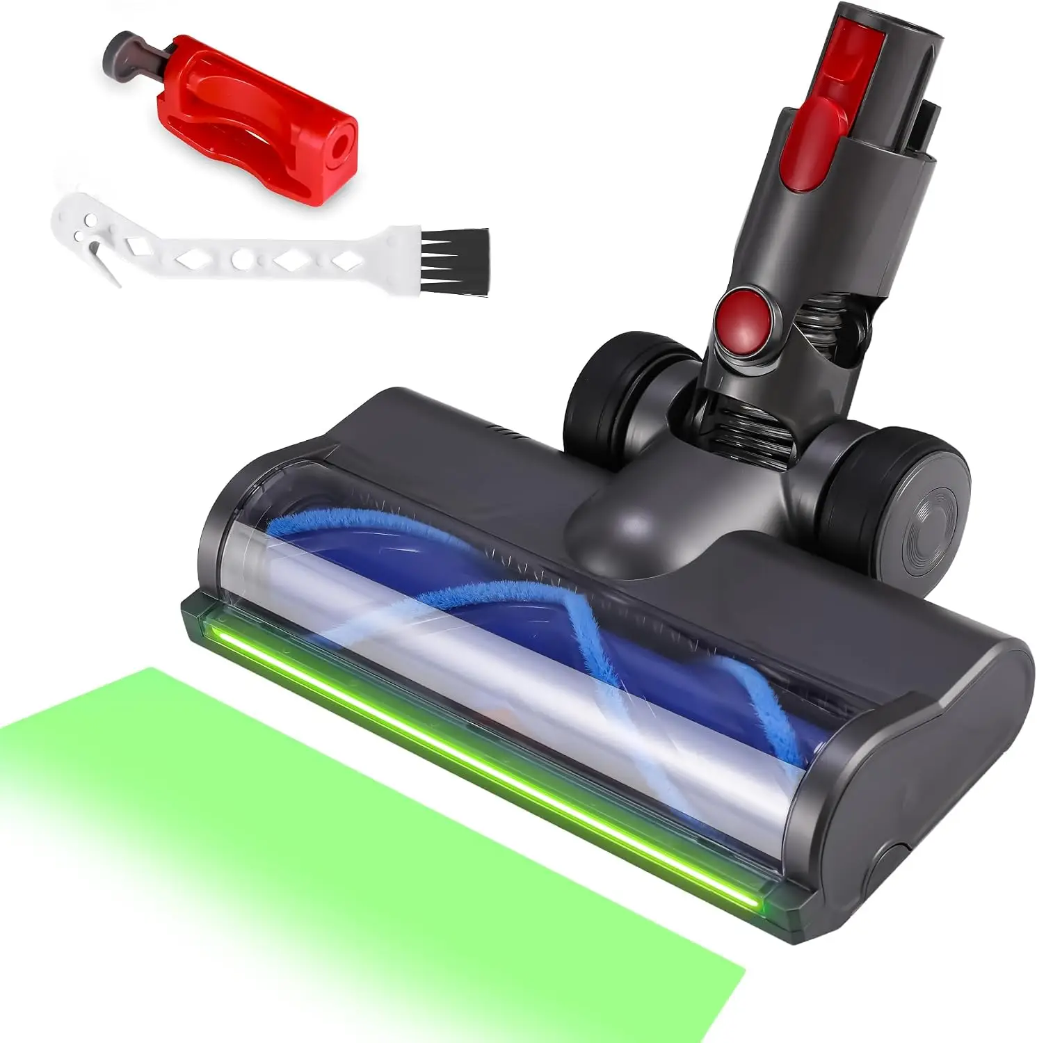 Brushes Vacuum Head Replacement for Dyson V7 V8 V10 V11 V15 Not for Slim | Motorized Anti-Tangle Roller with Green LED Light