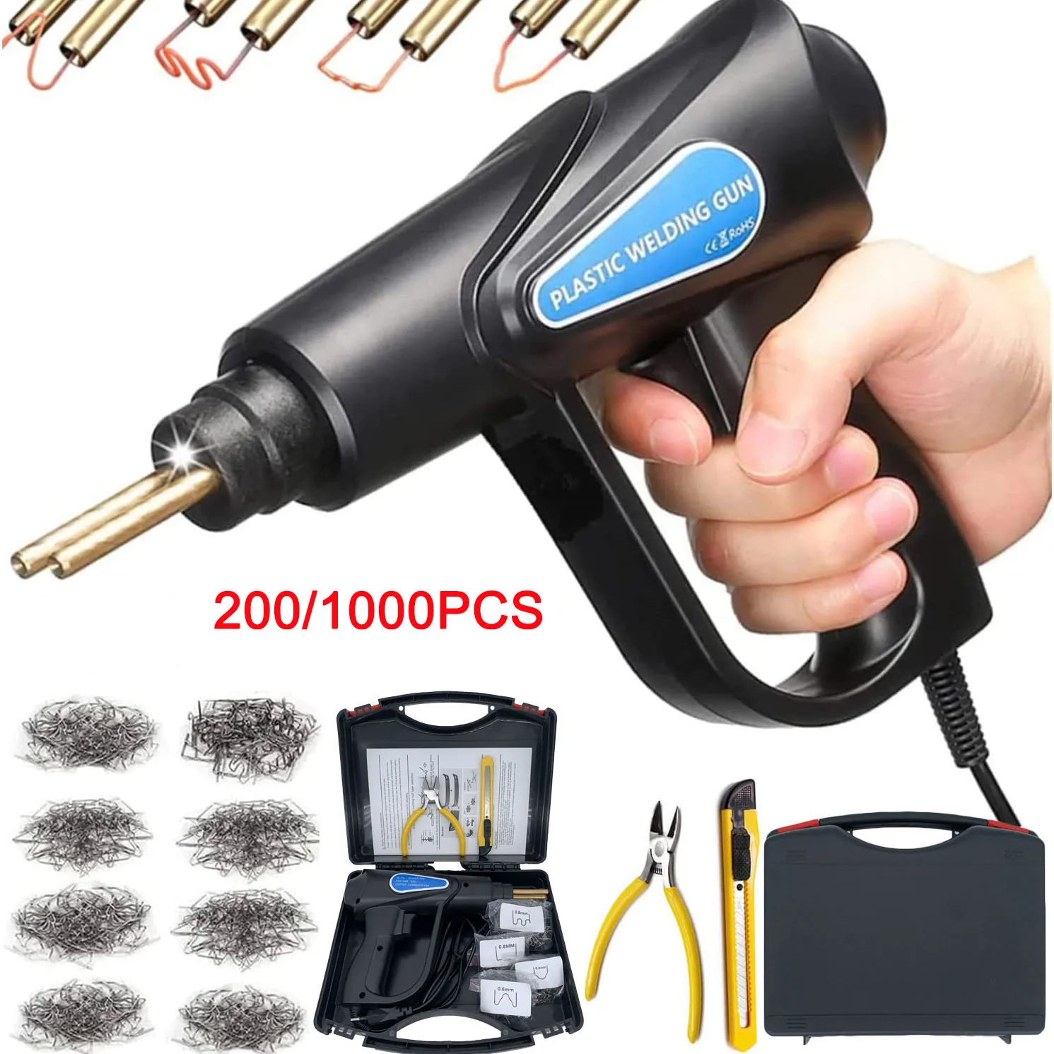 

Plastic Welder Heat Gun 70W Hot Stapler 200/1000Pcs EU/US Plug Car Bumpers Repair Tools Kit Welding Machine