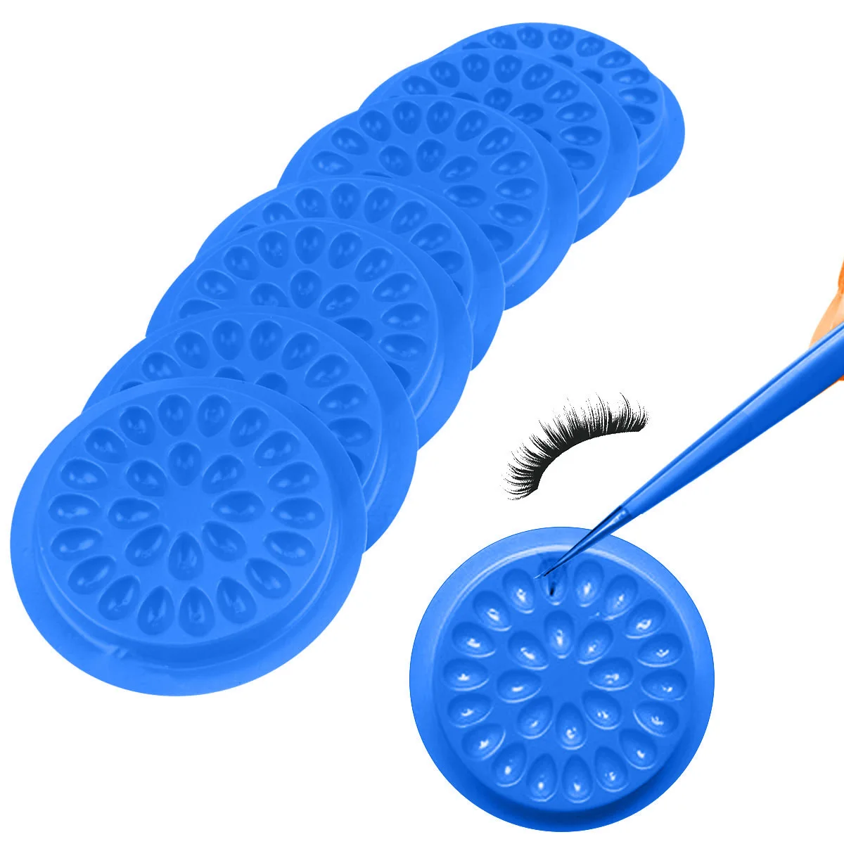 Support de cils en plastique, 100 pièces, réutilisable, étanche, plateau de faux cils, Base de fleur, joint d'extension, outil d'organisation de maquillage