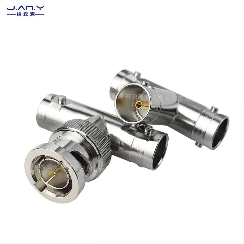 1 piece 75 Ω pure copper BNC one male to two female adapter Q9-JKK RF coaxial signal distribution T-type three-way connector