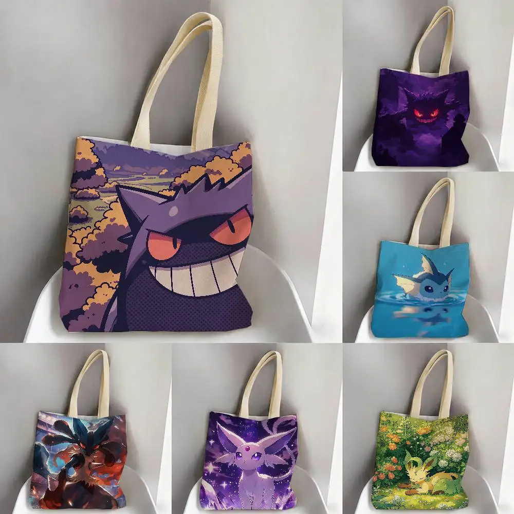 bolsas-de-armazenamento-pokemon-treecko-bolsa-de-ombro-para-viagem-verao-praia-sacola-reutilizavel-para-compras-arte-de-anime