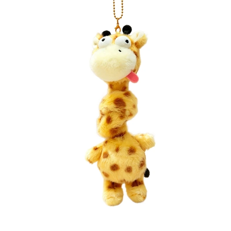 Animal Keychain Charm with Soft Fabric Body, Hanging Chain, 38 x 10 Pendant for Bags, Daily Carry, and Car Use K1KF