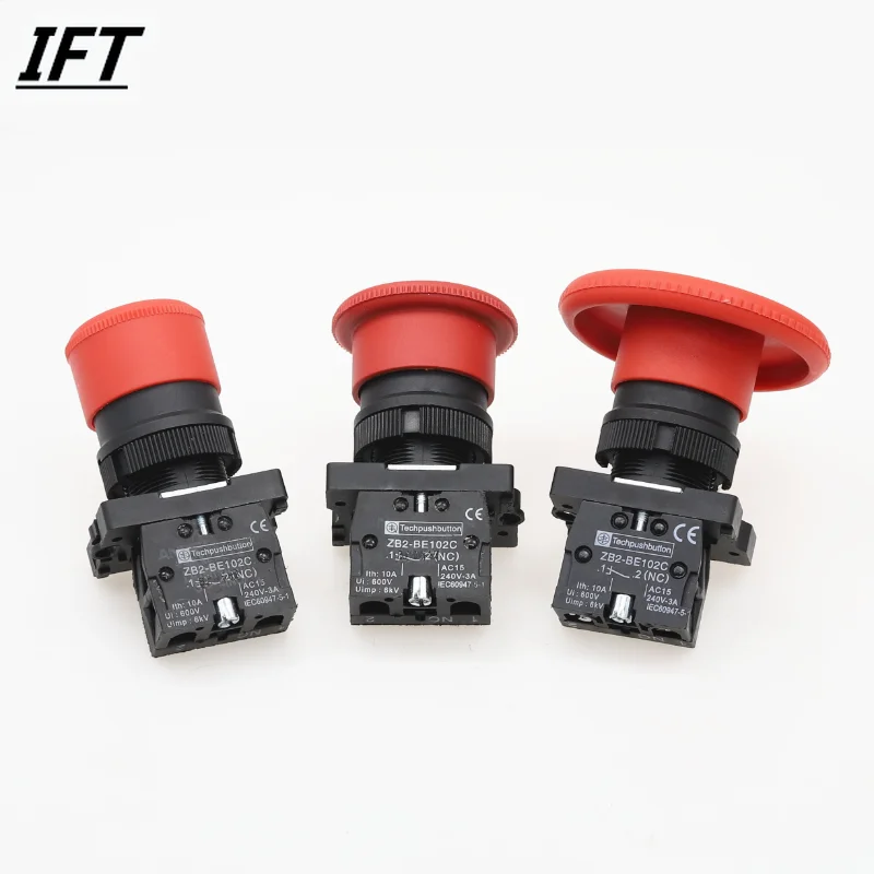 1PCS Red Mushroom Emergency Stop Switch XB2-ES542 XB2-ES442 XB2-ES642 22mm NC N/C Push Button Switch 600V 10A