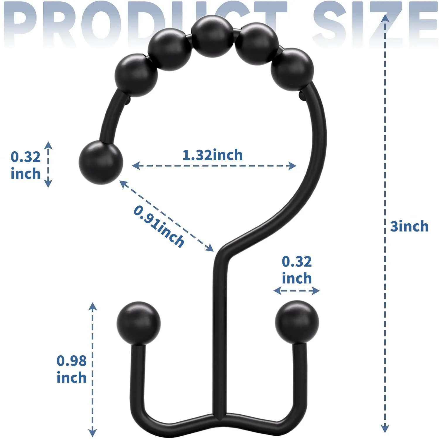 Black Stainless Steel Shower Hooks 5