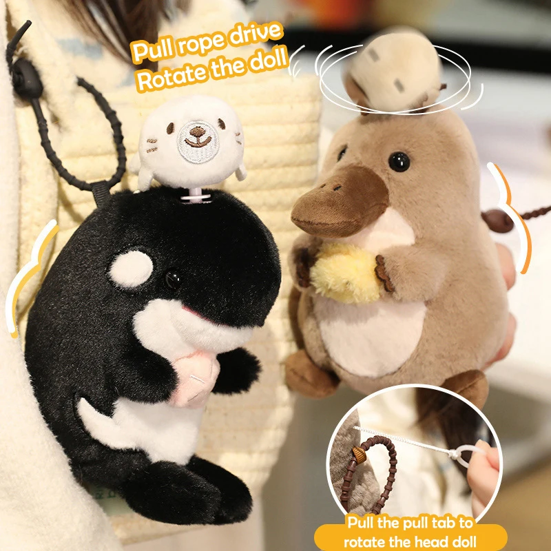 น่ารักการ์ตูน Ocean สัตว์ตุ๊กตาพวงกุญแจ Kawaii Platypus Shark Otter ตุ๊กตาตุ๊กตาพวงกุญแจกระเป๋าจี้แขวนตกแต่งของขวัญ