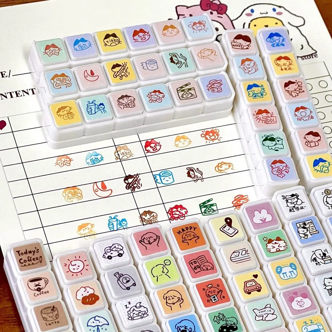 6 تصاميم Inkpad Stamps Kawaii الذاتي الحبر مكافأة Stamps تشجيع العمل الثناء المعلمين DIY الصحافة Stamps ختم القرطاسية مكتب