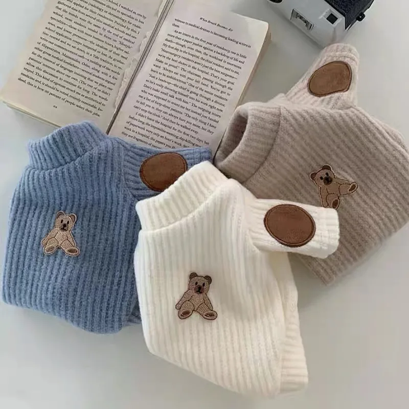 

Pet Clothes European-Style Pet Clothing Teddy Knit Bottoming Shirt Pomeranian Patch Sleeve Vest Yorkshire Winter Warm Pullover