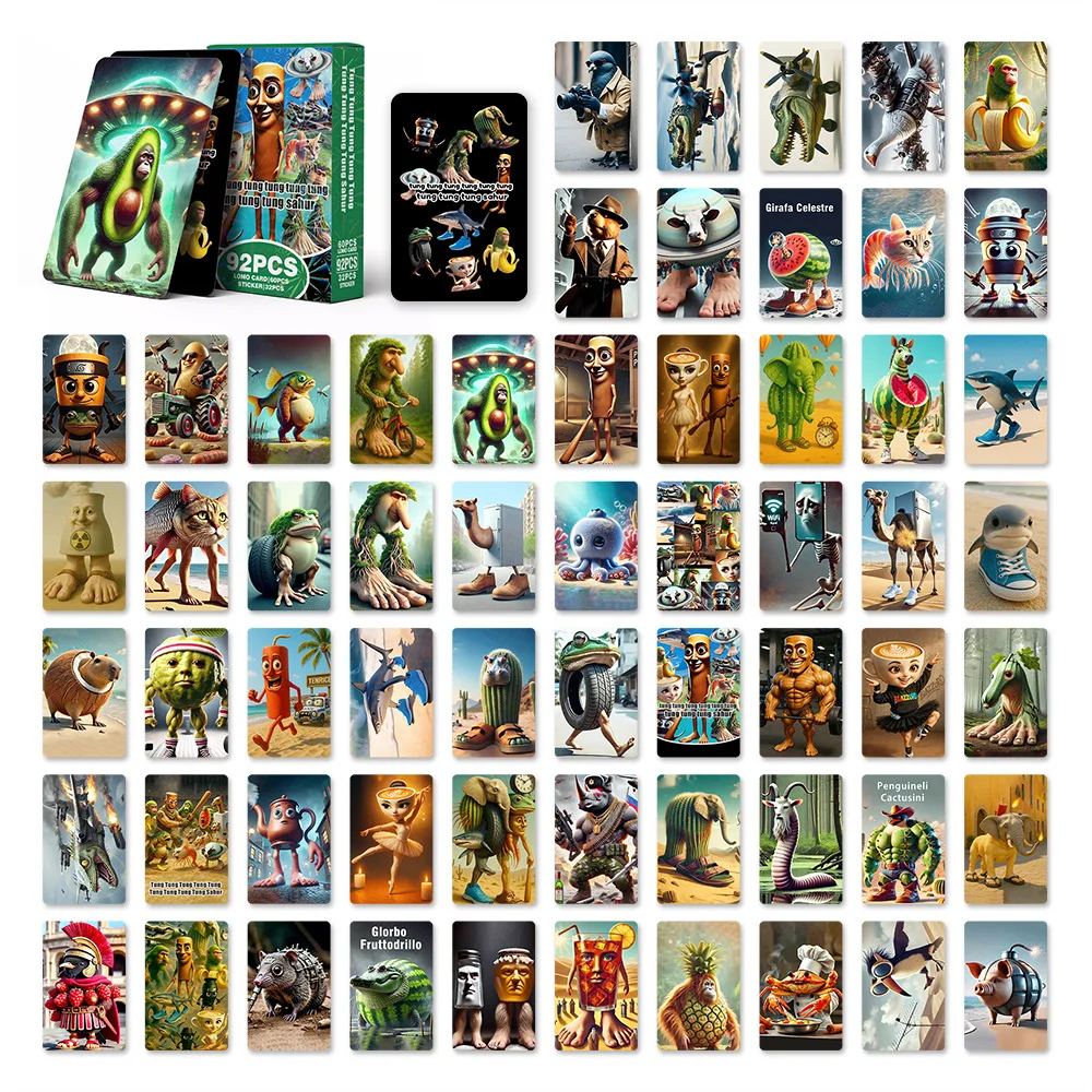 

92 Small Cards Featuring Italian Brainrot Animals Collectible Cards Tong Tong Tong Sahur Tralalero Tralala Stickers LOMO Cards