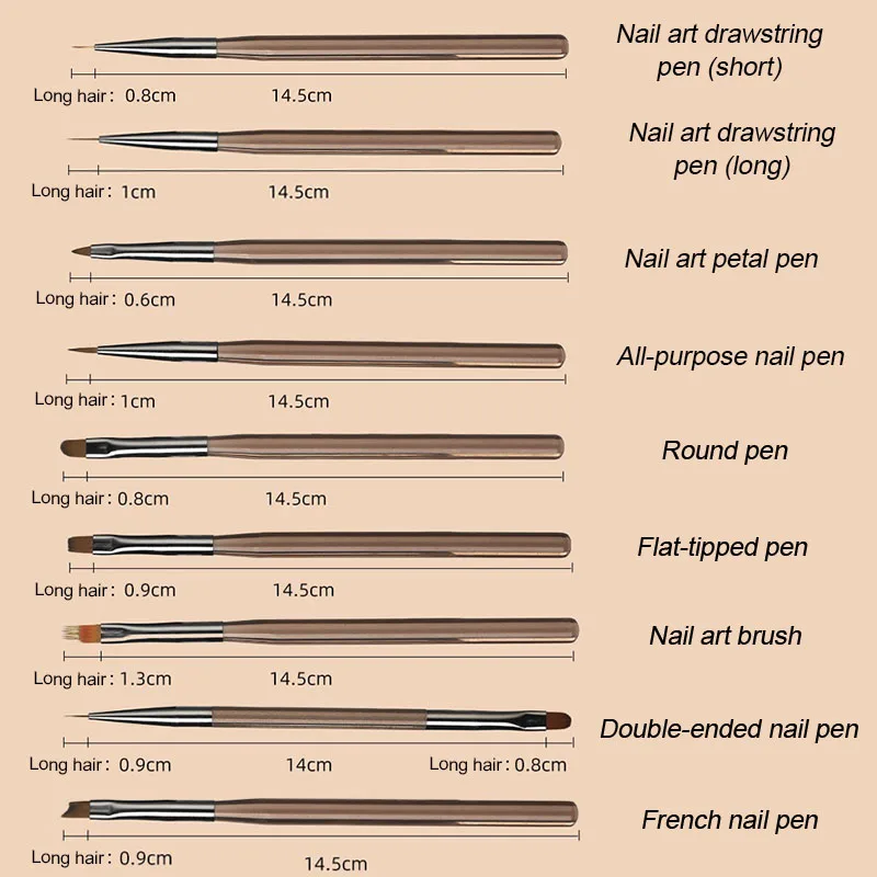 Pinceaux fins pour Nail Art, 9 pièces, brosse de manucure française, dégradé d'ongles, constructeur de Gel, petite brosse, ensemble d'outils de peinture XJS02