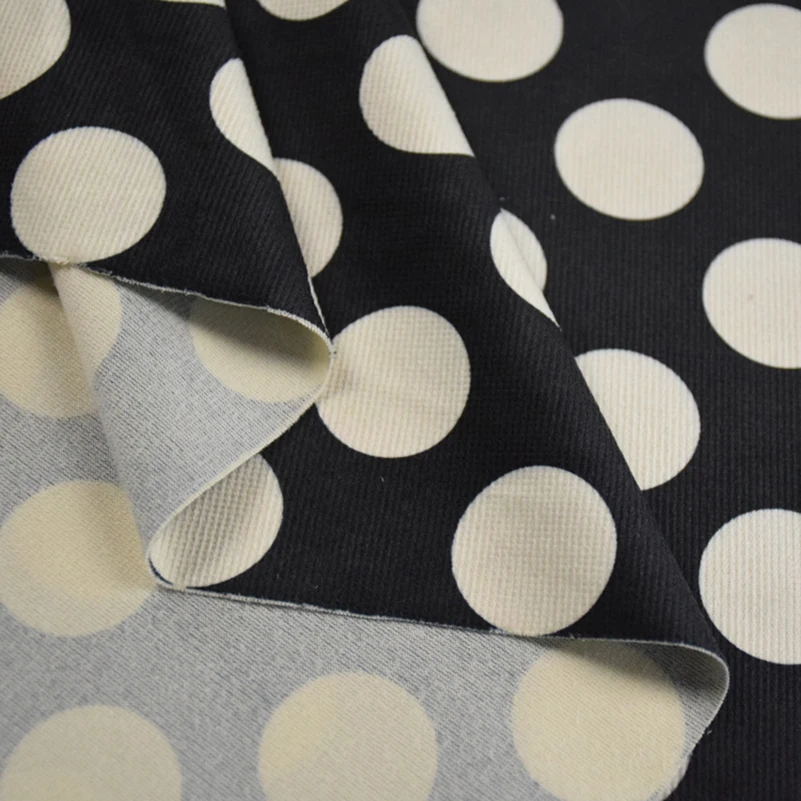 Polka Dot Elastic Corduroy Fabric 3cm Dots Digital Printing for Sewing Clothes Dresses DIY Handmade by Half Meter