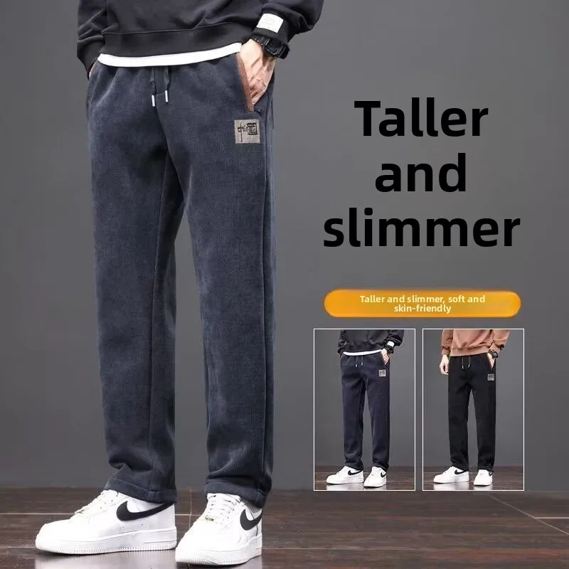 

Мужские повседневные брюки на подкладке Fce, свободная посадка, прямая рабочая одежда, спортивные длинные брюки, осень-зима, весна, модный тренд