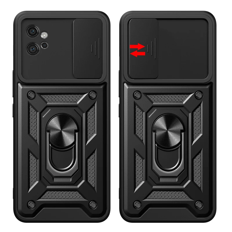 Shockproof Armor Case For Motorola Moto G22 G32 G52 G72 Magnet Ring Holder Slide Lens Protect Cover For Moto E13 E22 E22i Funda