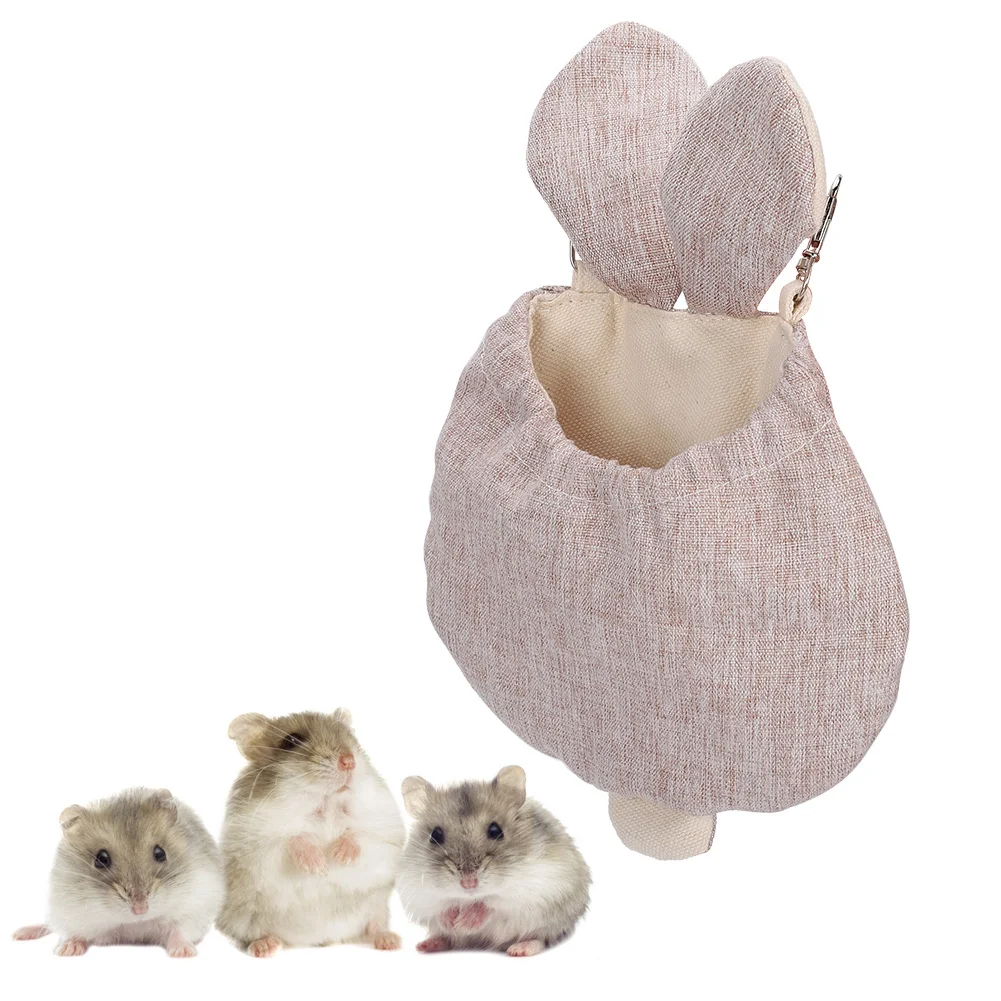 Small Pets Sleeping Bag Rabbit Ear Shape Beige Brown Hamster Hammock Canvas Hanging Bed