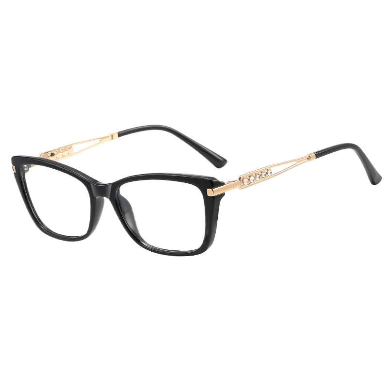 CYEE Metal Reading Glasses Women High Quality Hollow Frame with Rhinestones Blue Light Blocking Prescription Eyeglasses Currents