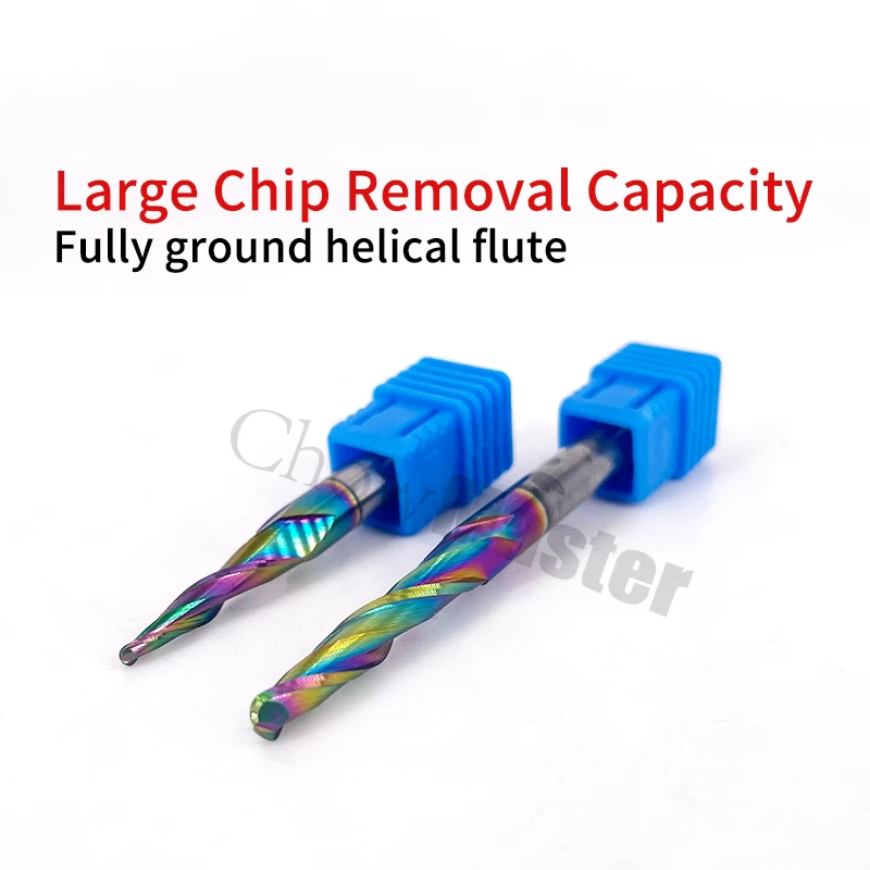 Chowmaster Woodworking Taper Ball Nose Carbide Router Bit DLC Coated 2 Flute Tungsten Carbide Carving Bit CNC Milling Cutter