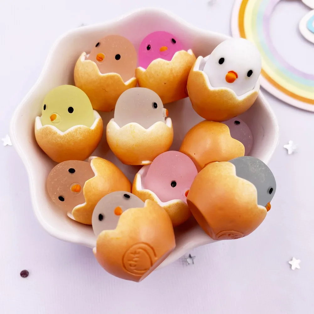 Resina Kawaii chick colorido caramelo 3D huevo álbum de recortes Flatback piedra estatuilla arco accesorios 6 piezas DIY decoración del hogar artesanías OM235