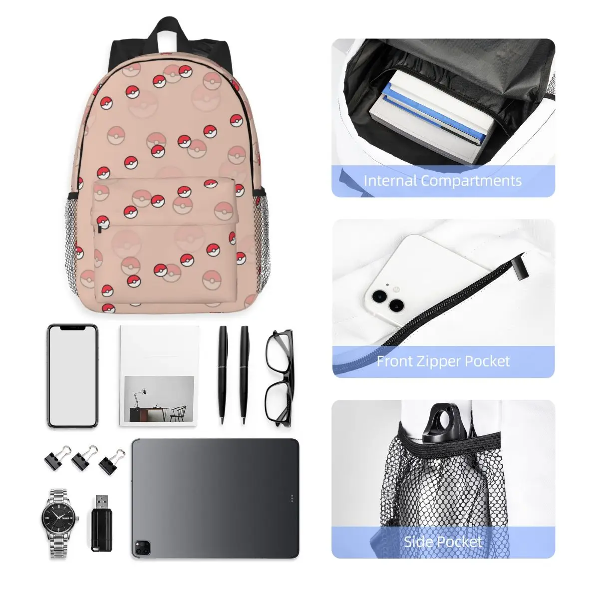 Pokemon Durable 15-Inch Backpack - Ergonomic Lightweight Design for Comfort and Convenience