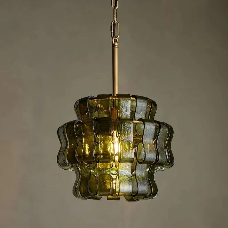 

Modern green glass chandelier light luxury chandelier suitable for dining table kitchen island bedside