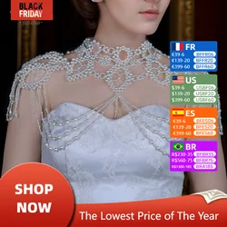 Youlapan G09 Luxus Halskette Perlen Perlen Hochzeit Schal Bolero Vintage Quasten Capele für Braut DIY Hochzeit Schwanz Schwanz Party