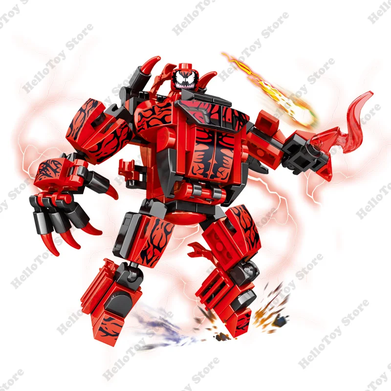 2024 Marvel Superhero Spiderman Venom Masacre Fit Mecha Building Blocks Kit Classic Movie Model Bricks Set Children Toys Gifts