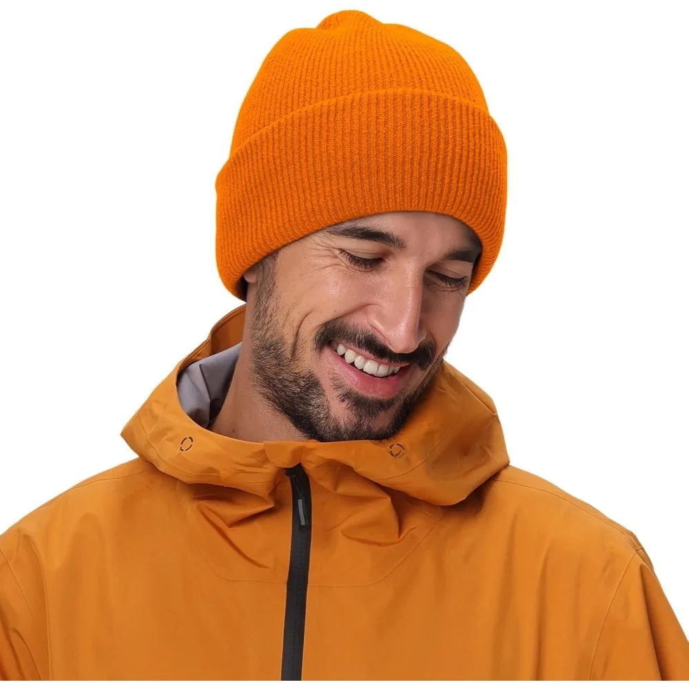 หมวกบีนนี่แบบหนาสำหรับผู้ชายและผู้หญิง หมวกไหมพรมสองชั้นสำหรับฤดูหนาว หมวกอะคริลิคแบบถัก หมวกไหมพรมอุ่นๆ หมวกทรงสกัลแคป