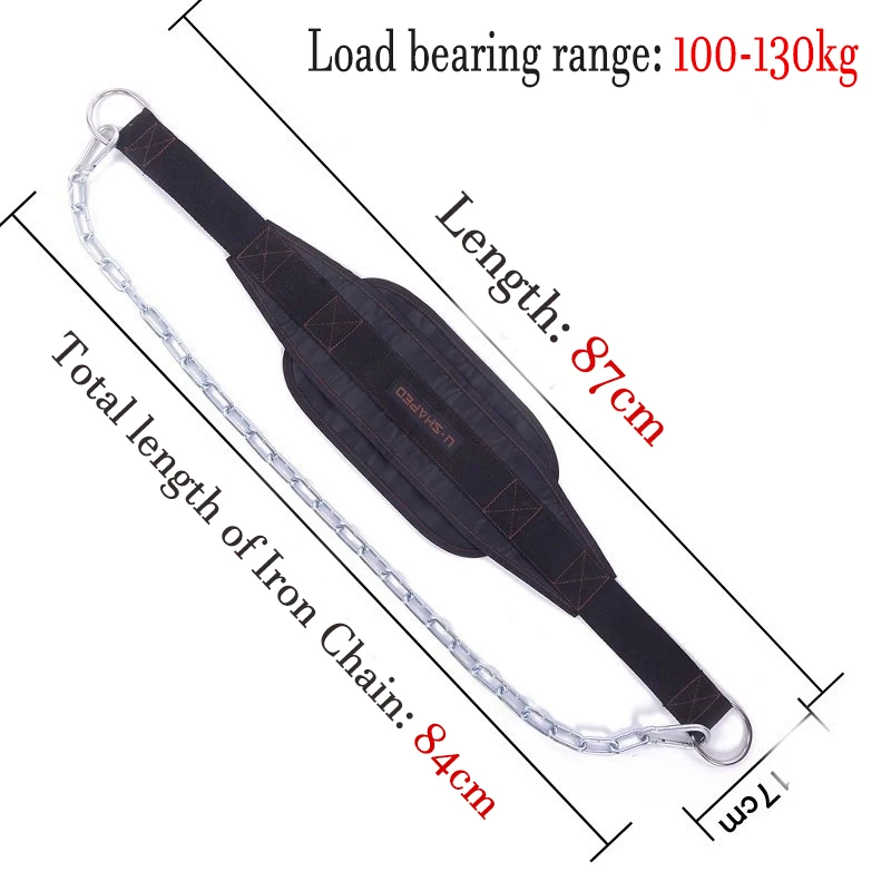 Thick Neoprene Weight Lifting Belt With Chain Dipping Belt For Pull Up Chin Up Kettlebell Barbell Fitness Bodybuilding Gym Belt