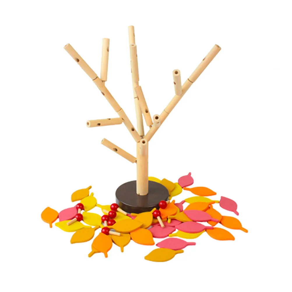 1 set 1 set albero a foglia di legno puzzle 3D fai da te per bambini educativi per il riconoscimento del colore albero di coordinazione occhio-mano