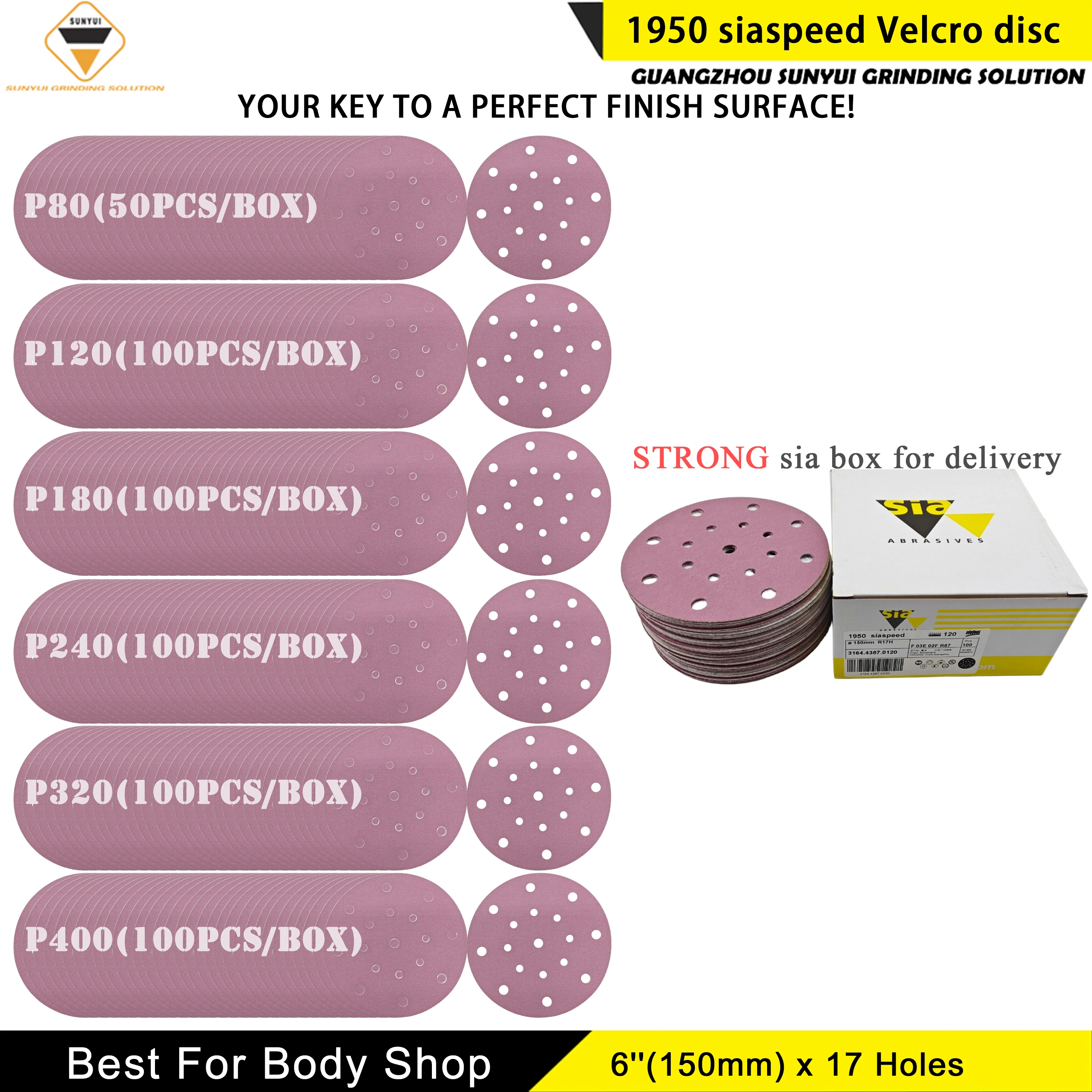 

1950 siaspeed Velcro Sanding disc 6'' 150mm 17holes sanding of bodyshop coatings and impurities primier fillier putty