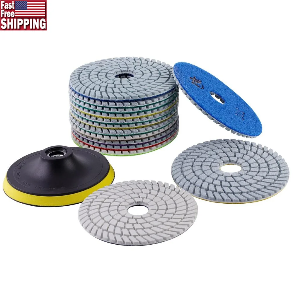 5 Inch Diamond Polishing Pads Set 15 Pieces Granite Concrete Marble Floor Grinder Hook and Loop