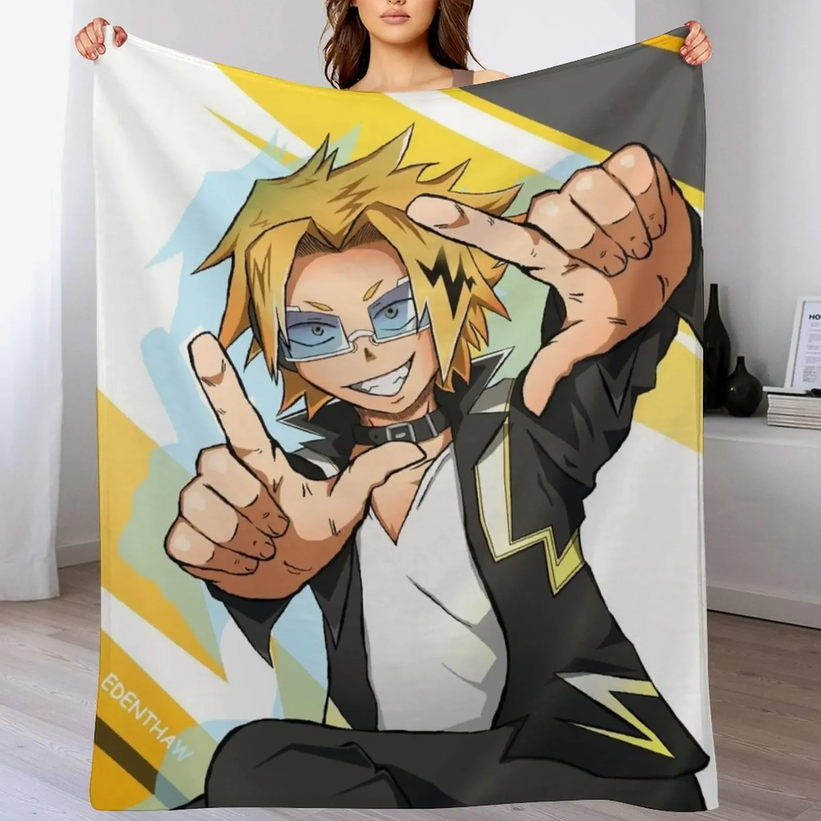 

Smile! - Boku No Hero Electrifying Denki Throw Blanket Bed linens For Baby Plaid Plaid on the sofa Blankets