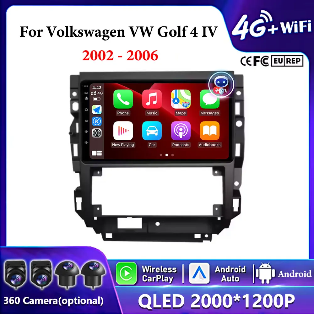 

Car Radio for Volkswagen VW Golf 4 IV 2002 - 2006 Jetta MK4 Classics Multimedia Player Carplay GPS BT Android Auto DSP Stereo