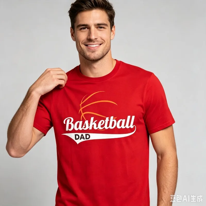 Basketball Dad Sports Graphic T-Shirt 100% Cotton Men Game Day Print Short Sleeve Tee for Basketball Lover Father Gift Wear