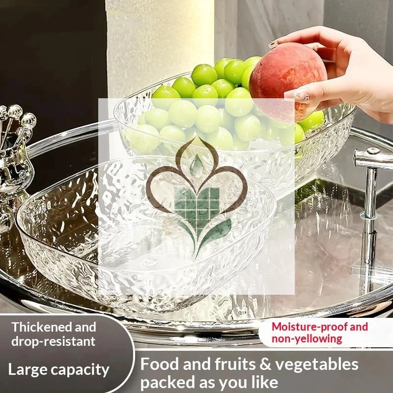 Clear Hammered Plastic Fruit Bowls Shatter Resistant Large Capacity For Kitchen Counter Fruits Veggies Snacks