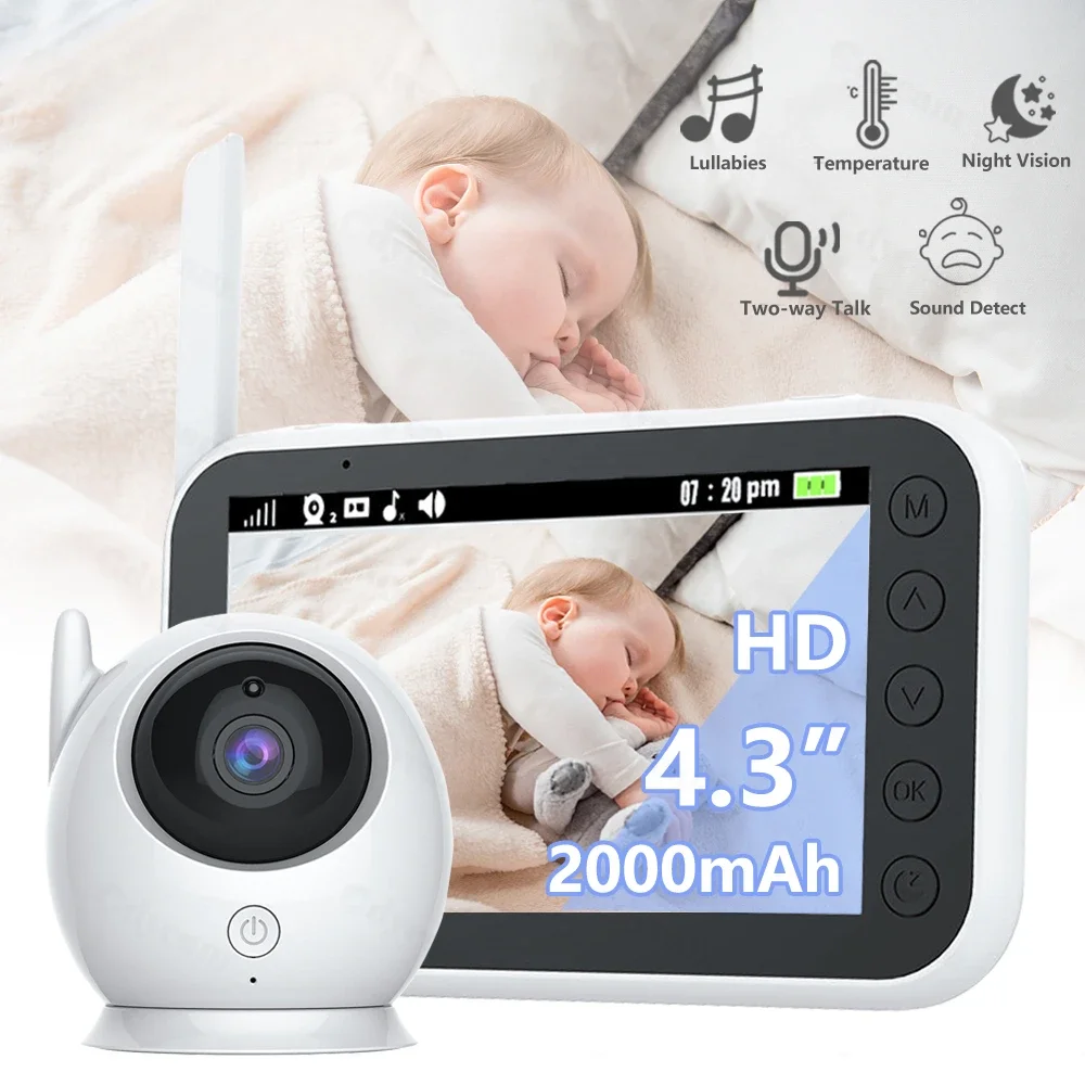 Kamera Monitor bayi, 4.5 inci 2000mAh baterai kamera Video Audio dua arah interkom otomatis penglihatan malam kamera keamanan anak Babysitte