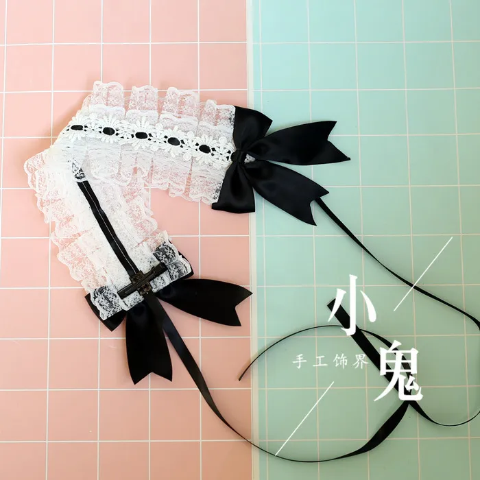 Tocado Lolita de estilo japonés, accesorios para el cabello de encaje dulce oscuro, diadema de sirvienta gótica Lolita