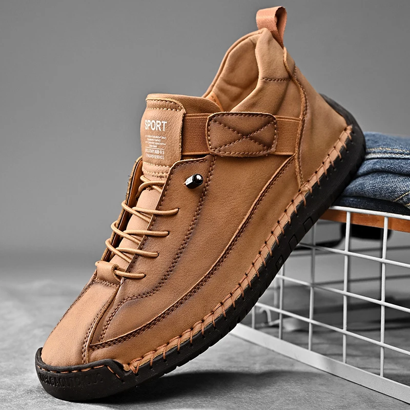 

Autumn and winter large size men's mid-top boots outdoor shoes with workwear stitching