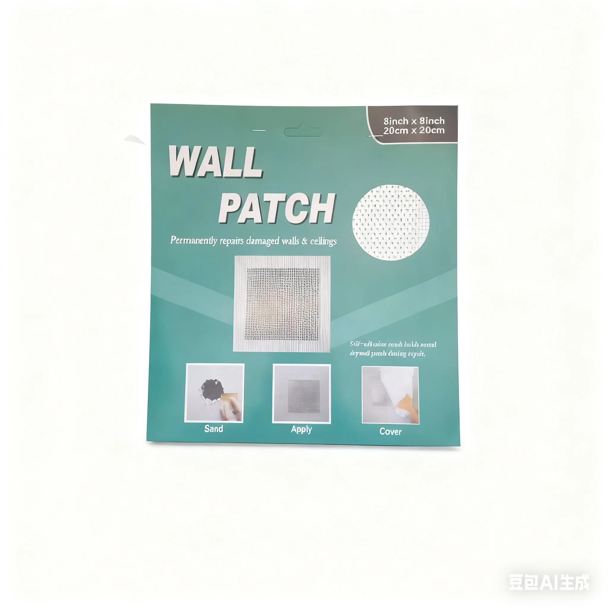 5 szt. 20cm Zestaw do naprawy płyt gipsowo-kartonowych Siatka z włókna szklanego do naprawy pęknięć Samoprzylepne łatki do naprawy ścian ze skrobakiem i papierem ściernym do ścian