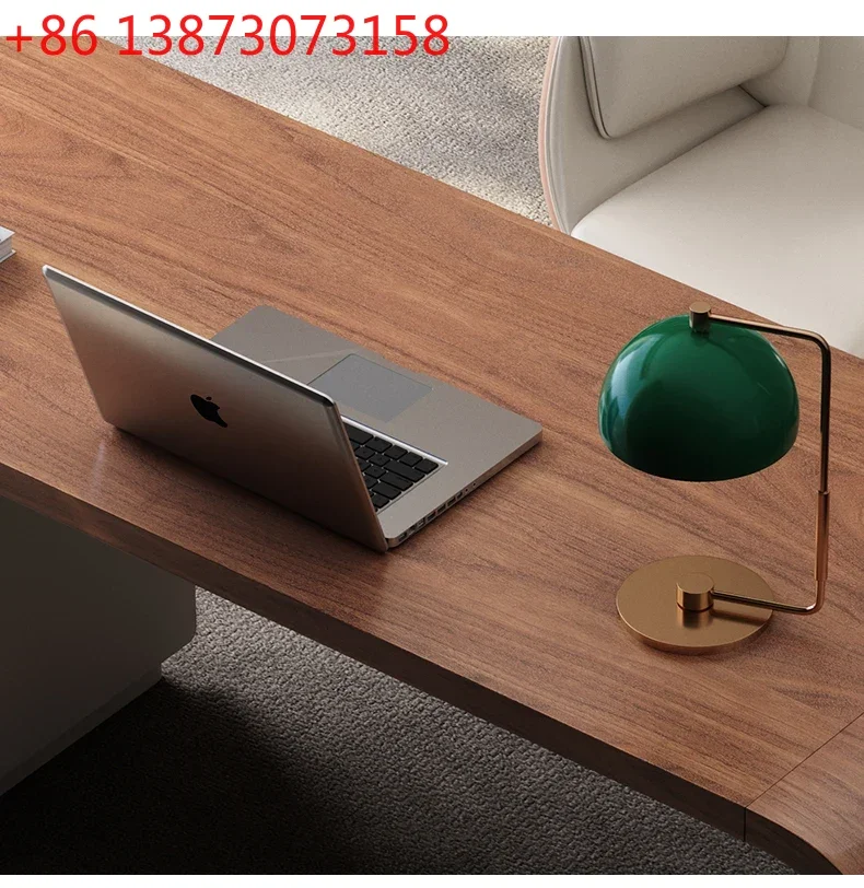 Walnut solid wood Internet celebrity desk Italian minimalist with auxiliary cabinet computer desk retro style