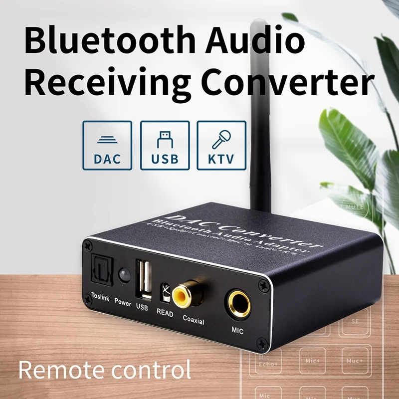 1 Set Optical To RCA Converter Bluetooth 5.0 Receiver Optical Coaxial Digital Audio To Analog Converter Black