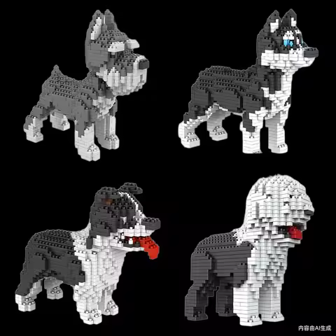 Lovely Animals Dog Micro Diamond Building Block Cute Puppy Corgi Husky Schnauzer Dachshund Collie Poodle Nanobricks Model Toys