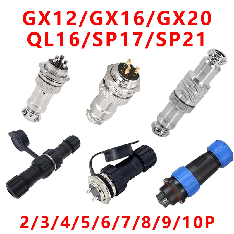 

GX16 GX12 GX20 Male Female SP17 SP21 QL16 Circular Docking type Aviation Connector Plug Panel Connector 2/3/4/5/6/7/8/9/10Pin